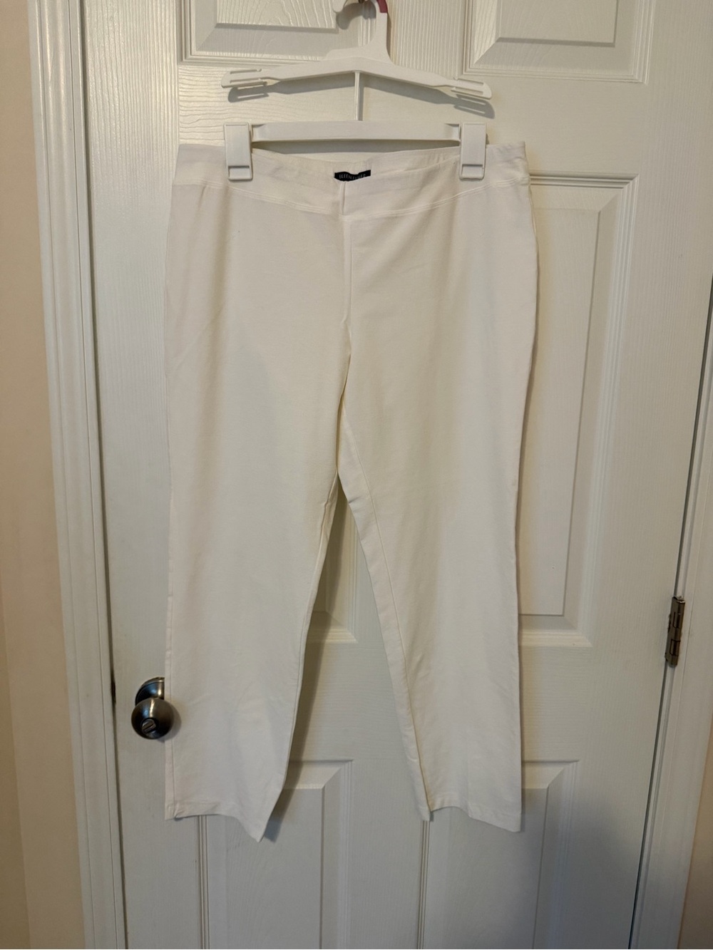 Eileen Fisher White Cropped Pull-On Ankle Pants
